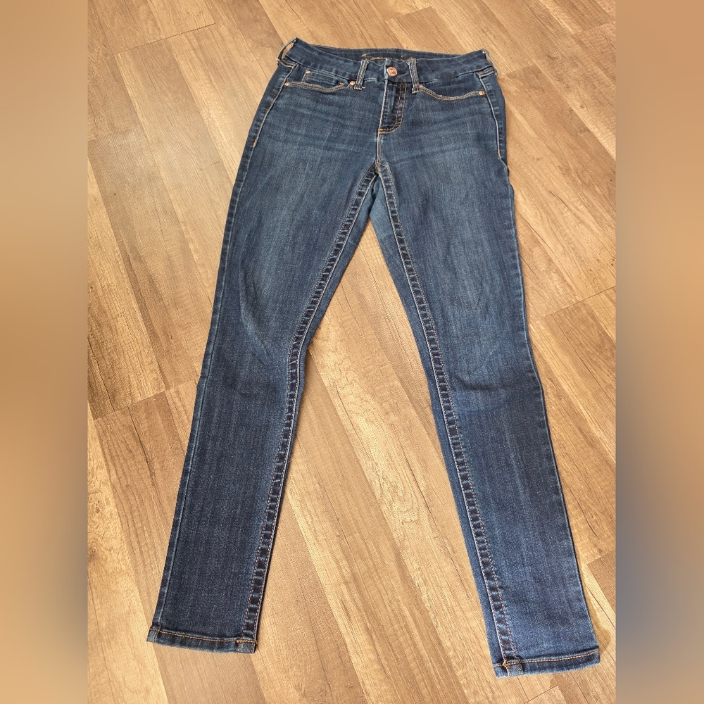 Seven7 Tummyless High Rise Skinny Jeans Pants Dark Blue Shaping Y2k 2000s Classy